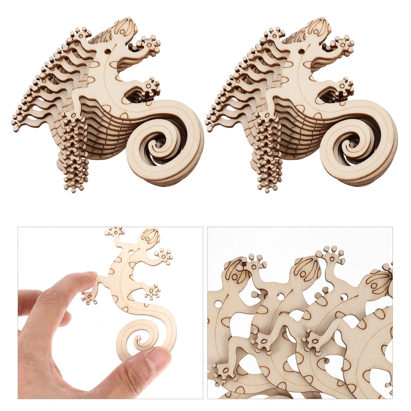 

50 set Diy Wooden Slices Unfinished Lizard Shape Craft Chips For Kids Painting Art Projects Handmade Home Decor Wall Hanging
