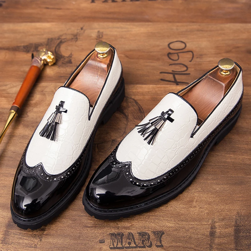 

High Quality Formal Leather Shoes Men Casual Business Leather Shoes Men's Dress Shoes Slip On Tassels Office Loafers Male
