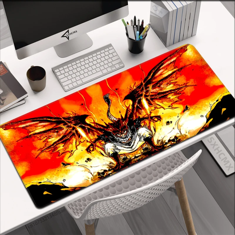 Large Gaming Mouse Pad Anime Fairy Tail Gamer Desk Pad Computer Gaming Accessories Stitch Edge Natural Rubber Keyboard Mat