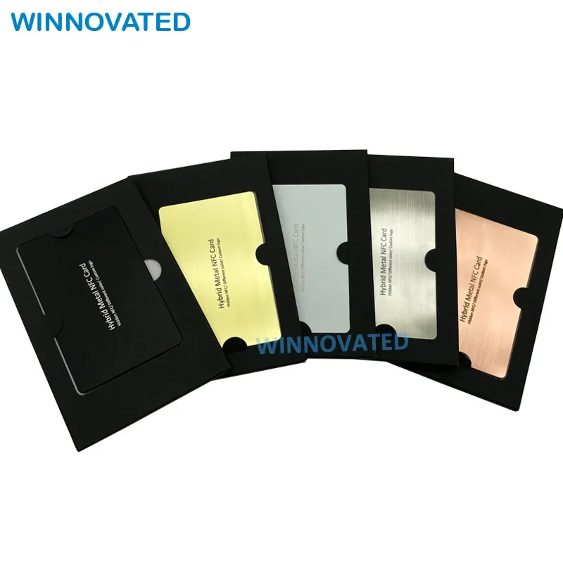 Tarjeta de visita NFC totalmente metálica híbrida RFID mate en blanco oculta