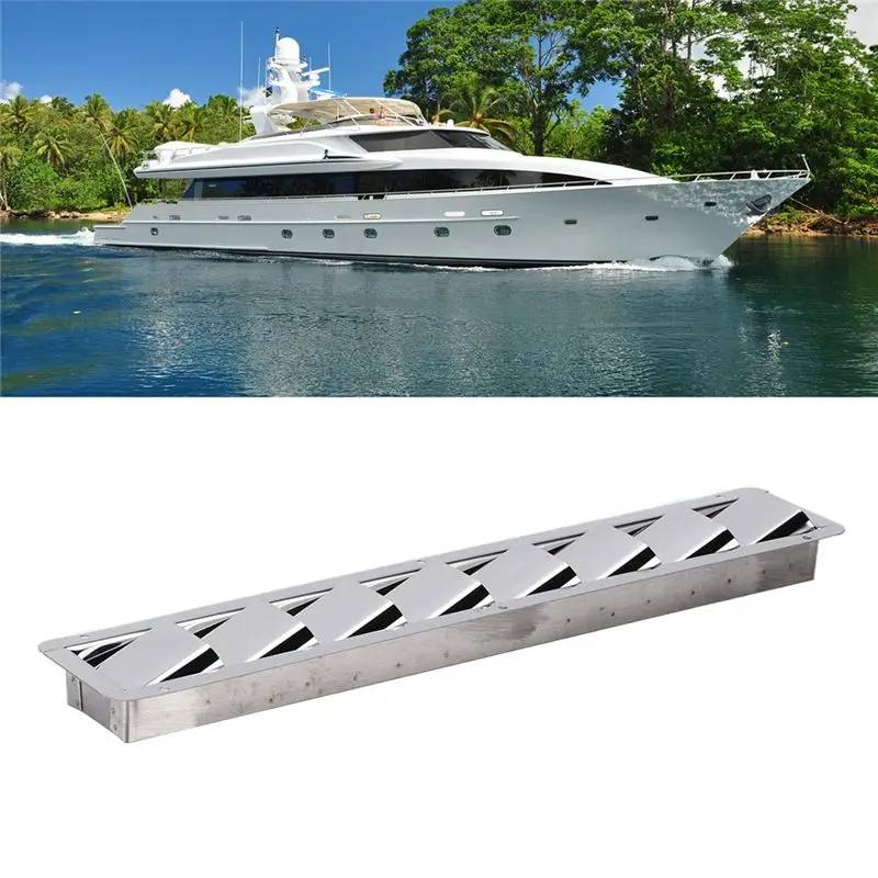 ASMA-Marine Vent Grille Cover Boat Louver Vent Air Vent Grille Cover Oblong Stainless Steel 8 Slots Grid Cover Boat Shutters