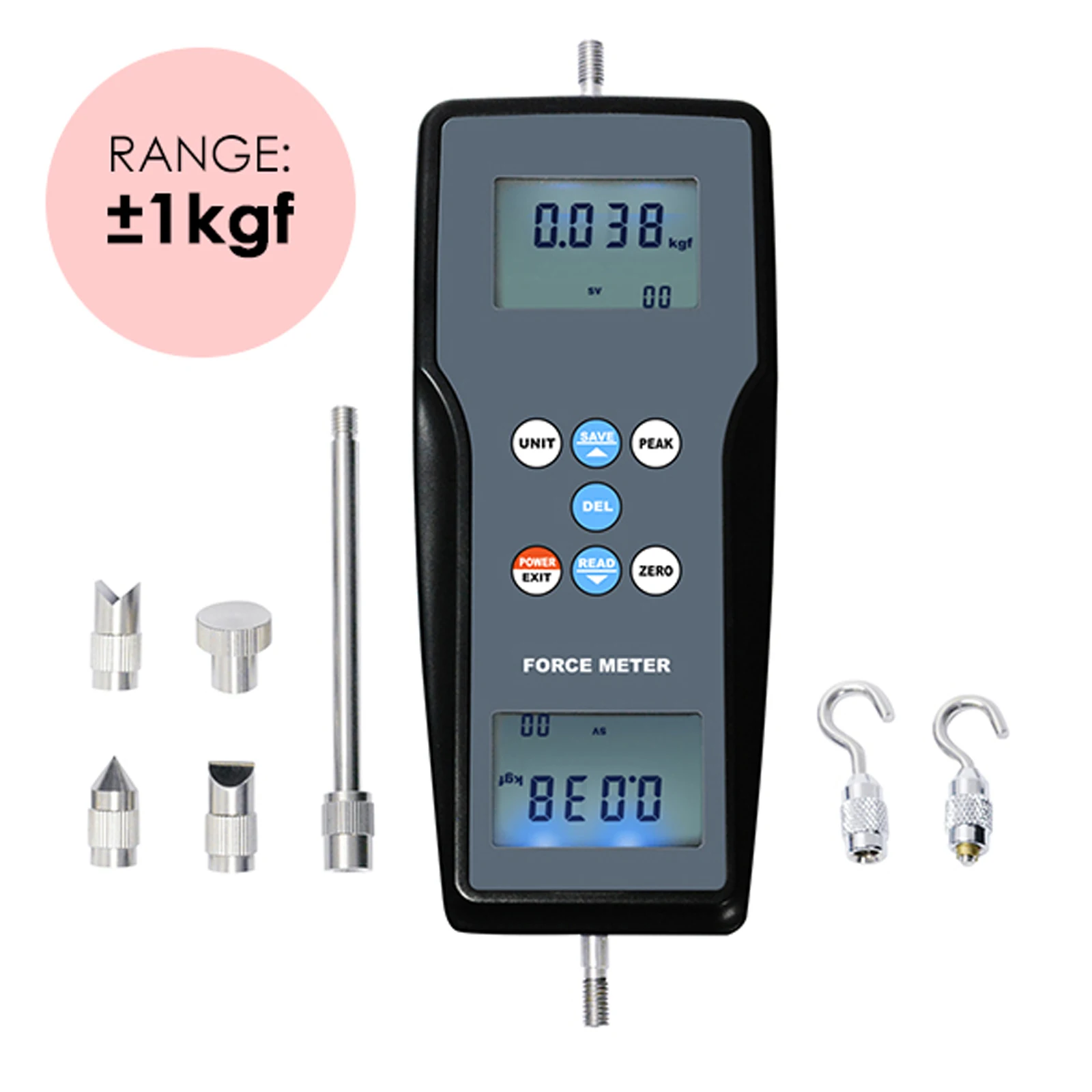 Digital Dynamometer 1k Gauge Push-pull Value Tester Newton/kg/lb/g Measurement