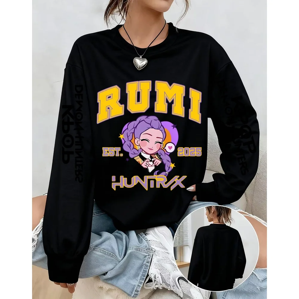 ملابس رياضية نسائية مطبوعة من Anime KPop Devil Hunter Harajuku كاجوال بقلنسوة موضة فضفاضة مع قلنسوة للسيدات