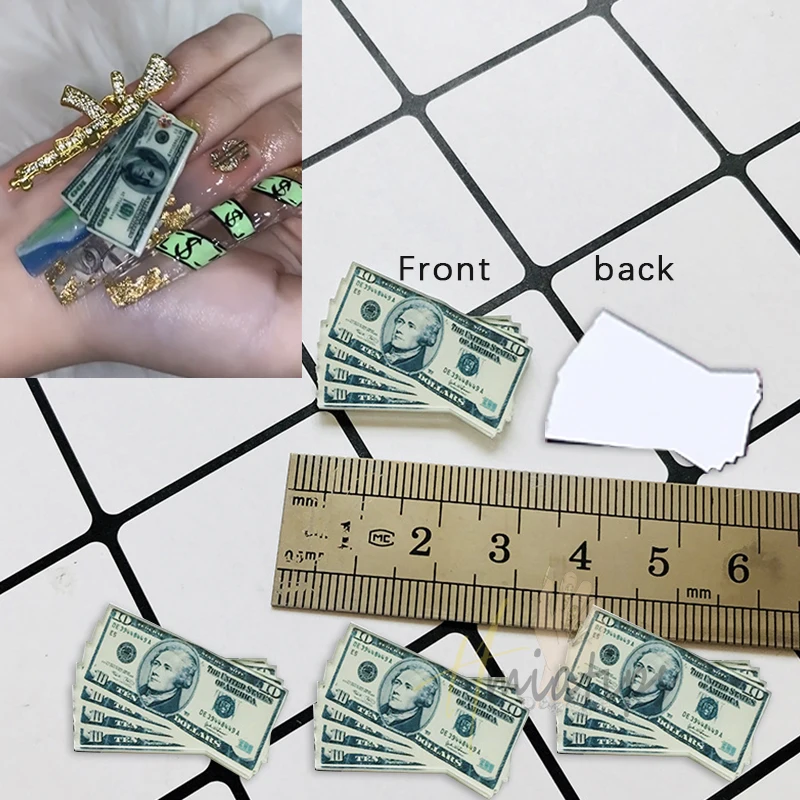 10pcs Luxury Dollar Sign 3D Acrylic Nail Art Charms Trendy Money Nails Rhinestone Jewelry Manicure Supply