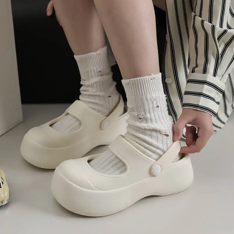 

Женские уличные тапочки Mary Janes Clog oes, летние головные уборы, противоскользящие пляжные тапочки, интернет-знаменитости...