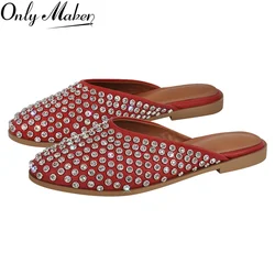 Onlymake Women Flats Rhinestone Diamante Crystals Slip on Crystal Flats Daily Plus Size Flats