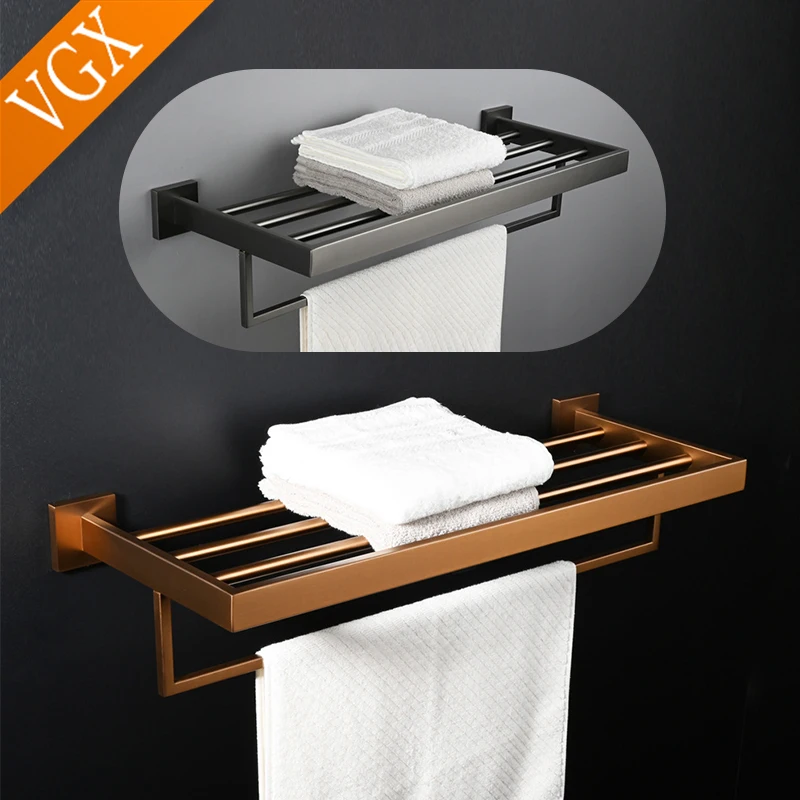 

VGX Rose Gold Bathroom Towel Holder Stainless Steel Wall Mounted Towel Rack for Home Hotel Bath Towel Bar Bathroom Accessories