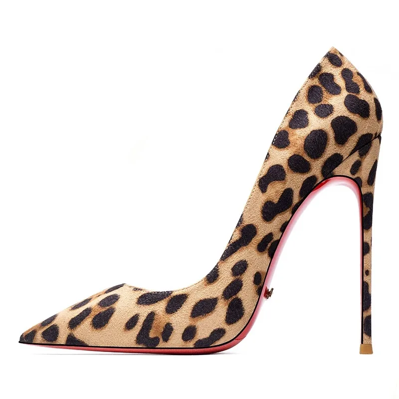 

Heels Red Bottom Highheel for Women Brand Flock Shoes on Heel for Spring Slip on Single Shoes Pointed Head