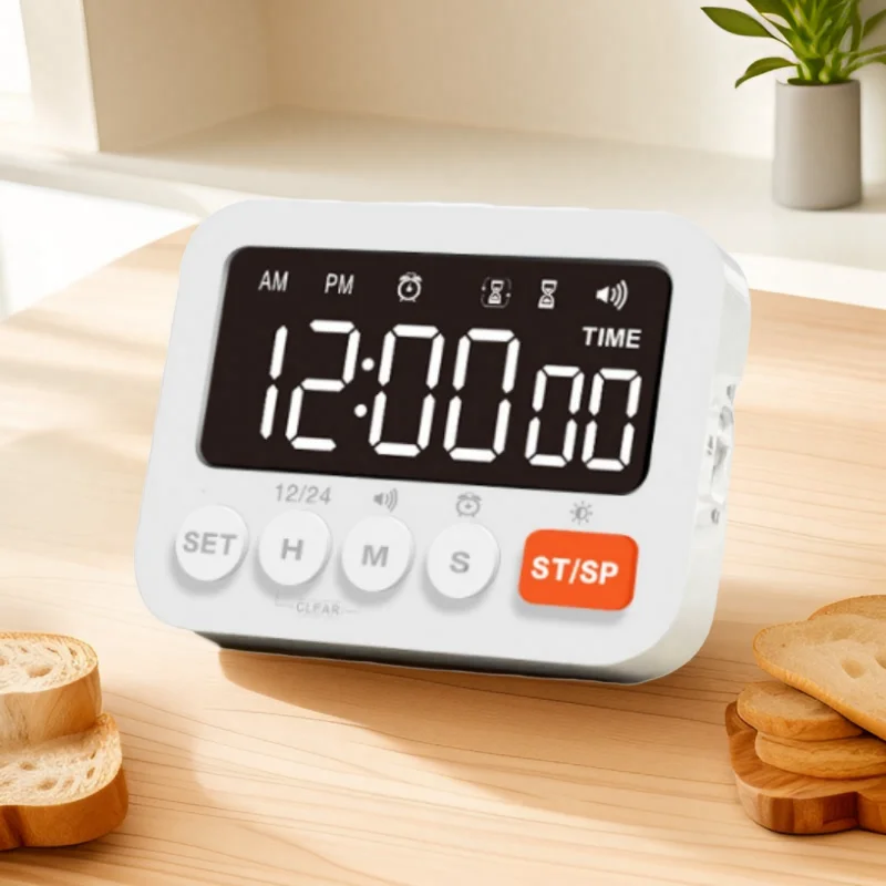 Multifunctional Kitchen Timer, Digital Countdown Rechargeable Alarm Clock with Magnetic Attachable Fridge for Cooking and Baking