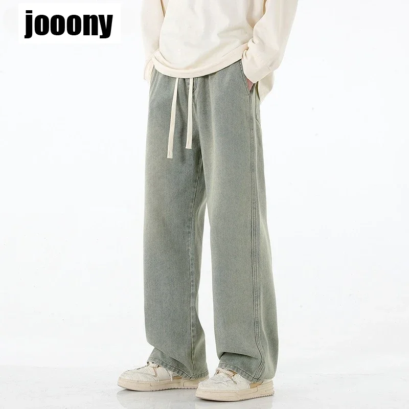 새로운 Drawstring 스포츠 캐주얼 바지 하이 웨이스트 워시 바지 남성 가을 겨울 빈티지 하라주쿠 바지 streetwear 느슨한 따뜻한