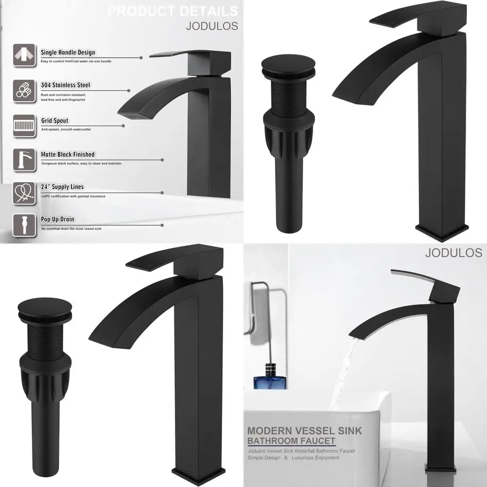 

Нержавеющая сталь, матовый черный, высокий смеситель для раковины с одним отверстием, выдвижной пробкой и шлангом для ЧАШКИ