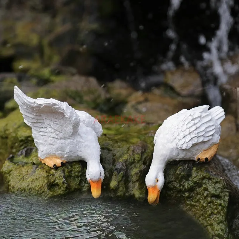

Рокарийный аквариум на открытом воздухе во дворе, вид на воду, украшение для рыбного пруда, пейзажный макет, креативная имитация питья животных