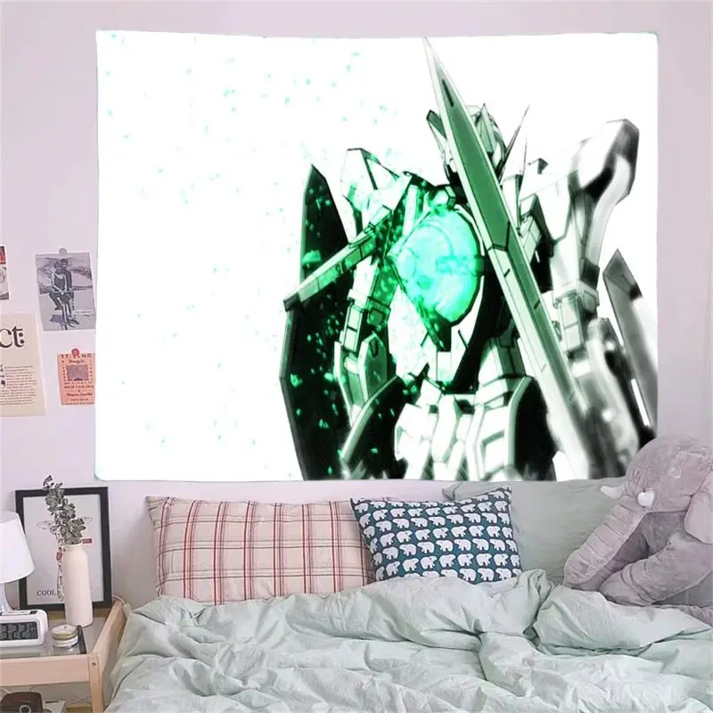1PC Stylizzato Futuristico Robot Mech Accenti Verde Arazzo Incandescente Verde Elemento Circolare Arte Della Parete per la Camera Da Letto Soggiorno Decor