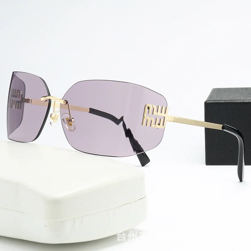 نظارات شمسية منحنية من قطعة واحدة، تصميم مربع بدون إطار، حماية من الأشعة فوق البنفسجية 400، نمط شارع راقي للسيدات