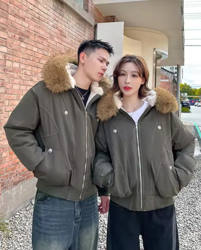 ZAROY Fur Collar Hooded Parkas Y2k Harajuku Thicken Padded Jackets Casual Zipper Gothic Women&Men Winter Coats Streetwear кур - Image 4