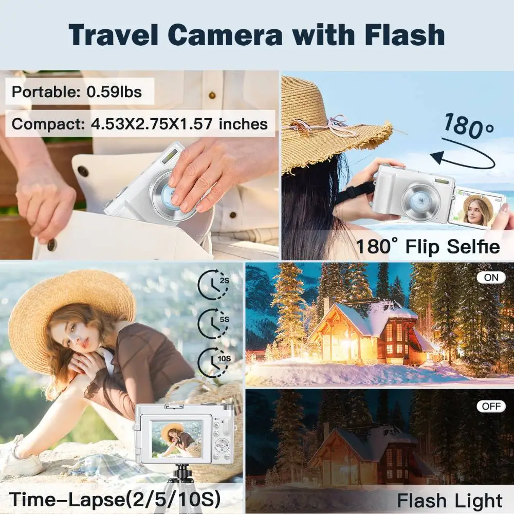 كاميرا رقمية MELCAM بدقة 4K بدقة 48 ميجابكسل للتصوير الفوتوغرافي والفيديو بتركيز تلقائي مضاد للاهتزاز وكاميرا تسجيل فيديو 180 ° شاشة الوجه + بطاقة TF 32G #5