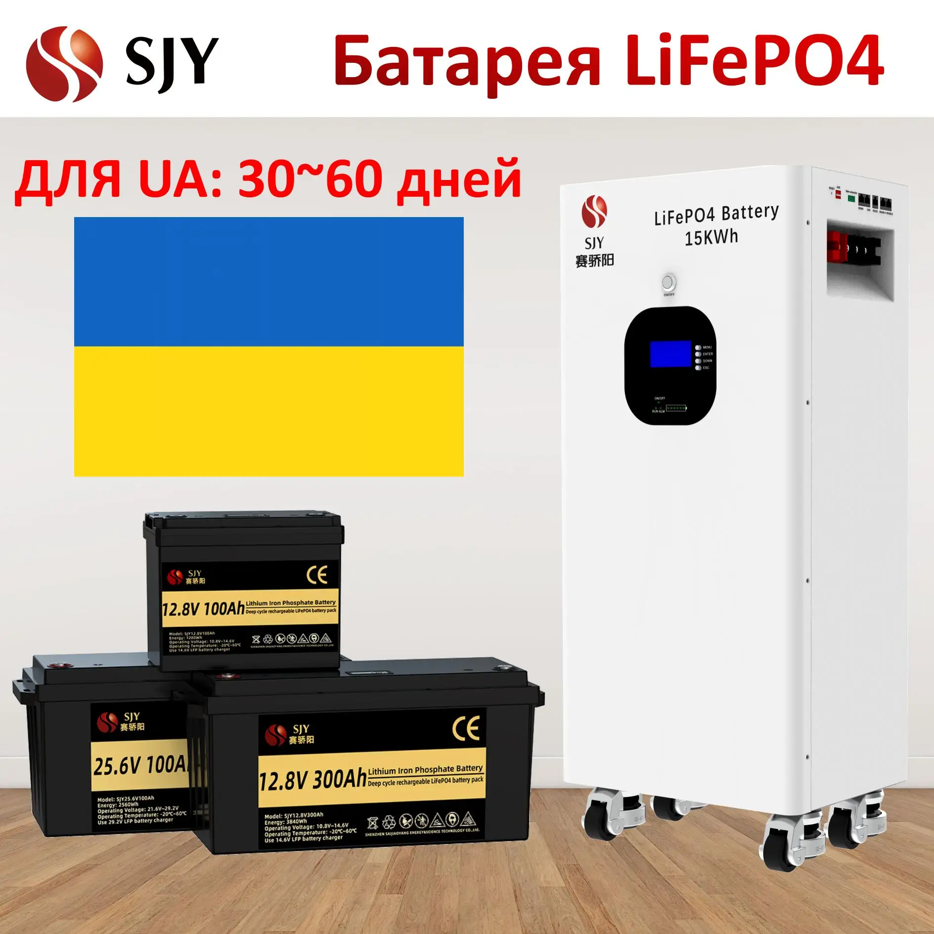 SJY 12V 24V 48V 100Ah 300Ah LiFePO4 Battery Pack