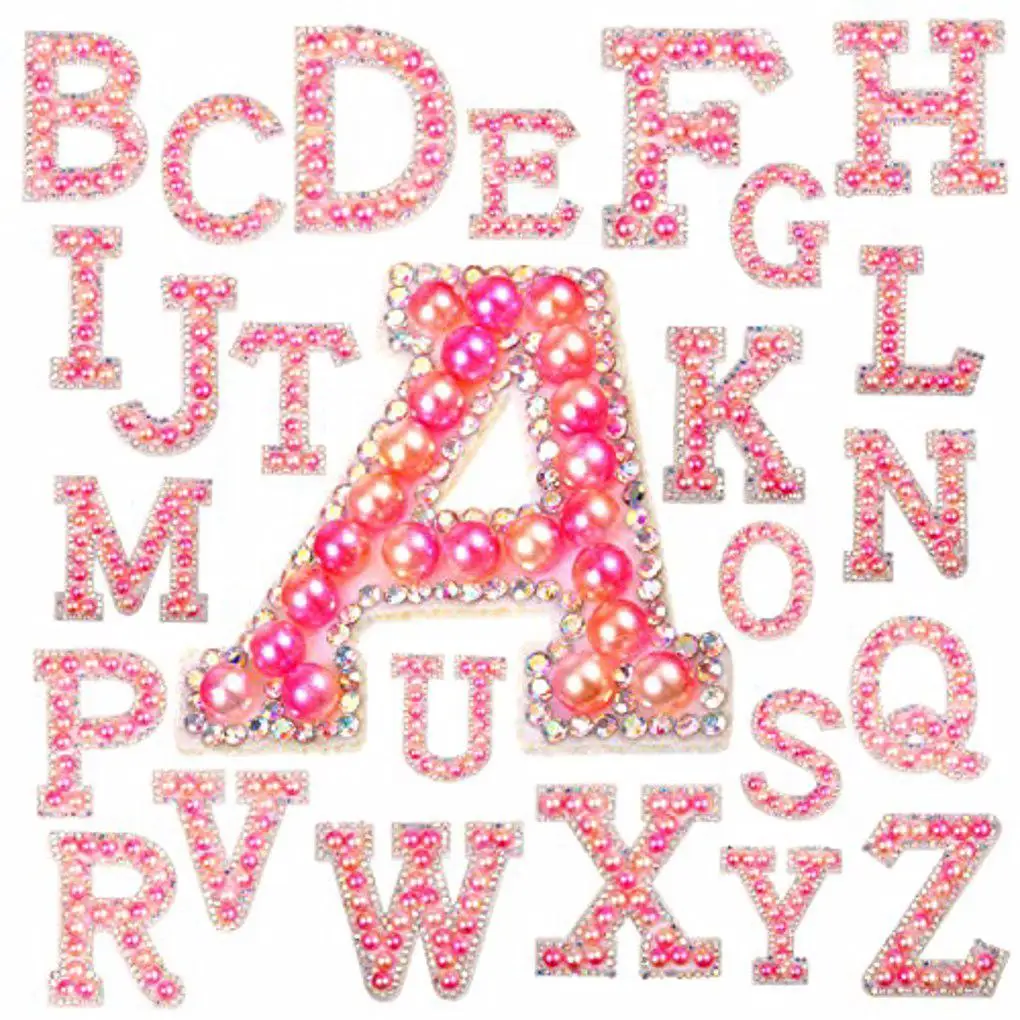 Sewing Letter Patches Rhinestone Stitching Adornment Alphabet Patch Type 2