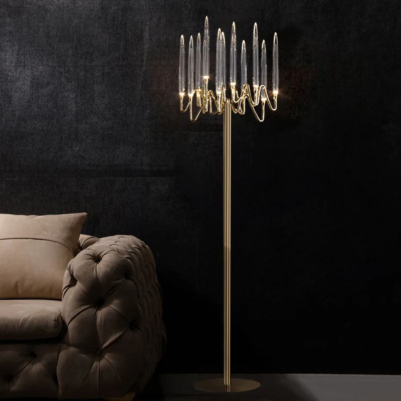 Imagem -03 - Light Luxury Floor Lamp Designer Sala de Estar Quarto Cabeceira Iluminação Minimalista Sofá Crystal Standing Candle Floor Light