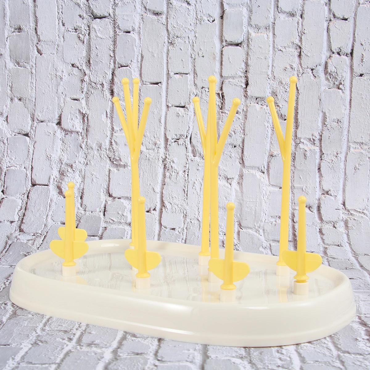 

Bottle Drying Rack Eco-Friendly Plastic Compact Size Flexible Branches Removable Tray Holds Cups Upright Space