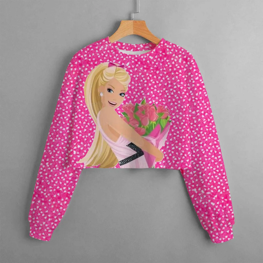 New Girl Barbie Princess 3D Printed Cartoon Printed Casual Decoration Hoodie Long Sleeve Y2K Short Hoodie