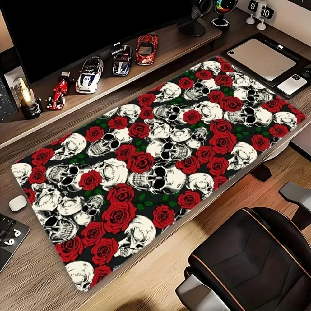CIFBUY Oversized Gaming Mouse Pad Red Rose Skull Design Non-Slip Office Desk Mat for PC Computer Keyboard