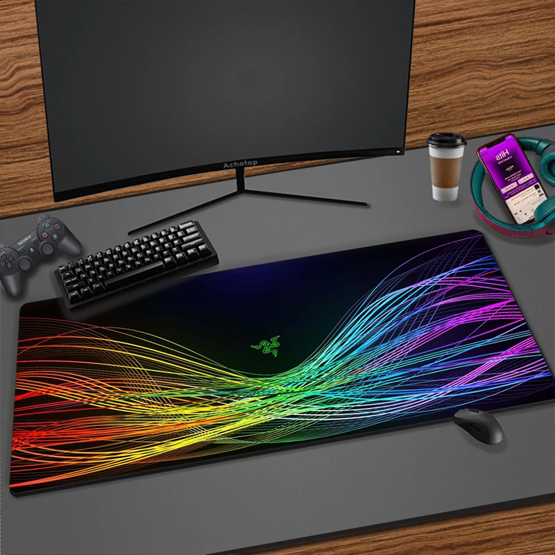 Razer-alfombrilla de ratón XXL con estampado HD, accesorio de ordenador grande con borde de bloqueo, ideal para regalo