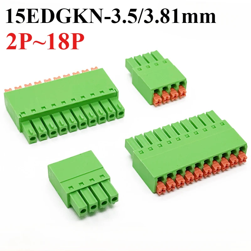 

15EDGKN-3.5/3.81mm Thin Screw-Free Spring Press-Fit Wiring Plug 2EDGKN-3.81/3.5mm Green Terminal 2P/3P/4P/5P/6P/8P/9P/10P-18P