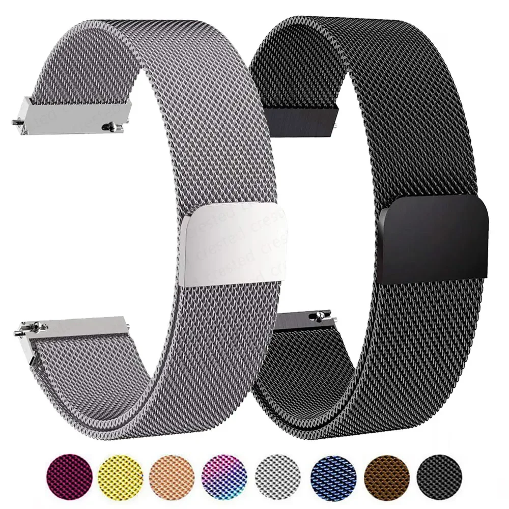 Edelstahl-Milanese-Armband mit Rücklauf, magnetisches Armband, 16 mm/18 mm/20 mm/22 mm Ersatzarmband