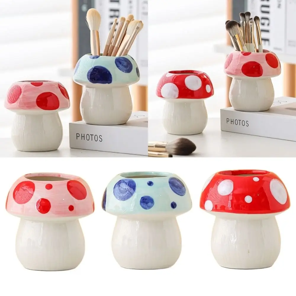 

Aesthetic Cartoon Mushroom Pencil Holder Girly Cute Brush Storage Bucket Funny Multifunction Pen Container Pot School Office