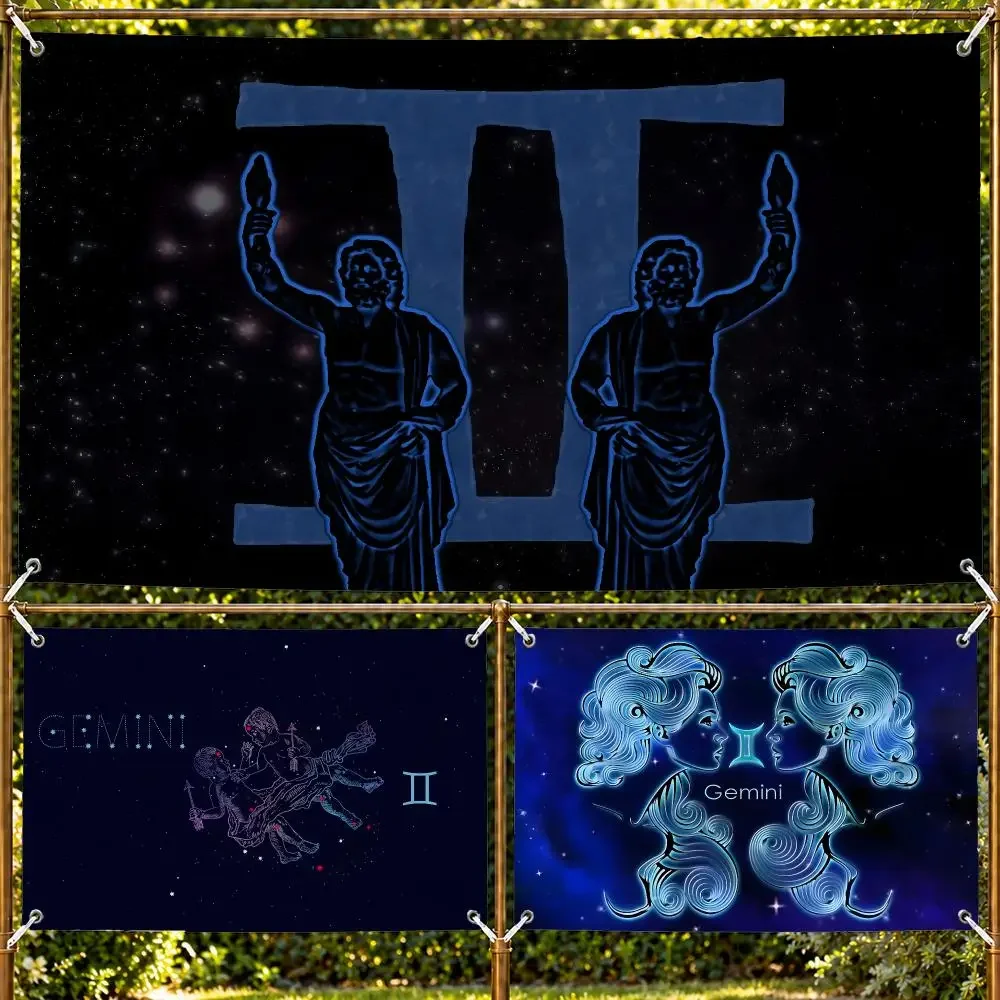 Gemini Flags Decorative Wall Hanging Banner Bedroom Dorm Music Room Garden Party