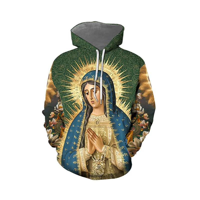 Virgin Mary Our Lady Of Guadalupe Hoodie Men Women Long Sleeve Pullover Sweatshirt Fashion Trend Jesus Spring Popular Hoodies