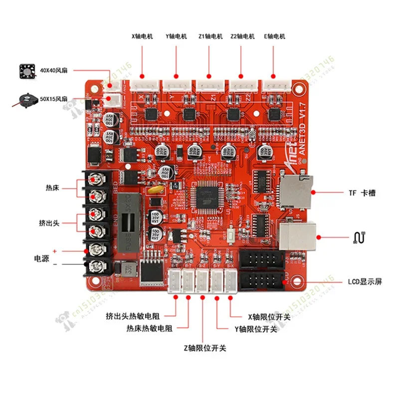 Anet A8 Newest Mainboard Control Board for A8 Plus RepRap Ramps1.4 2004/12864LCD 3d Printer Motherboard Part