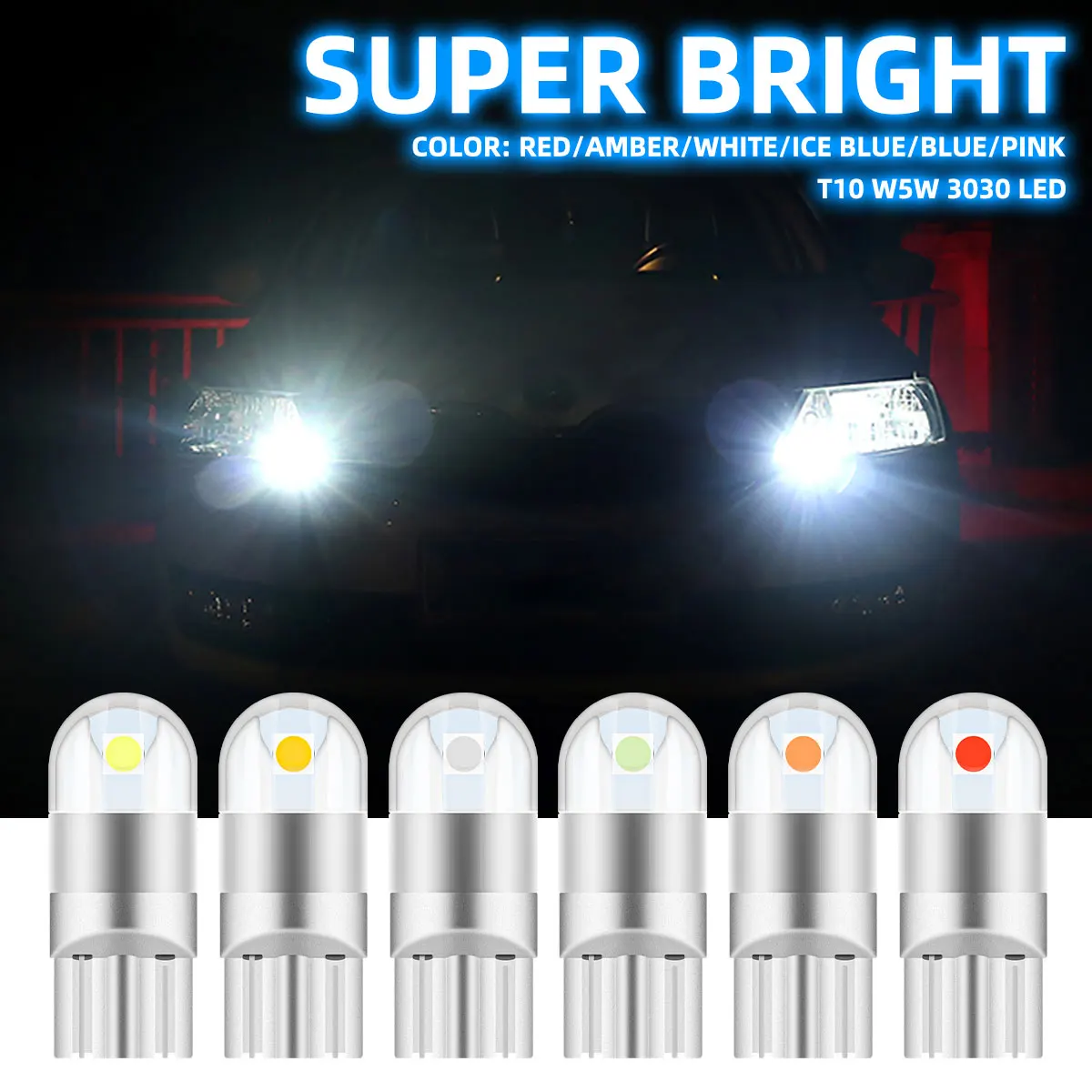 

2PCS T10 Car Interior Light W5W 194 LED Bulbs 3030 2SMD Automobiles License Plate Lamp Clearance lights Reading light 12v