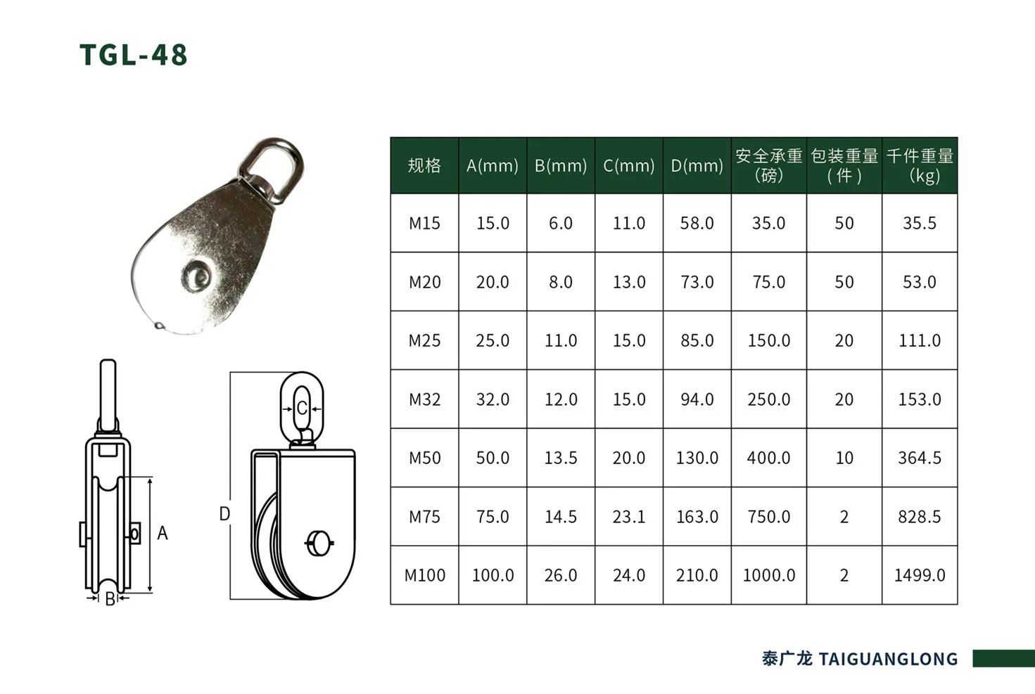 1pcs M25 Stainless Steel 304 Single Pulley Block Chain Traction Wheel Swivel Lifting Rope without bearing