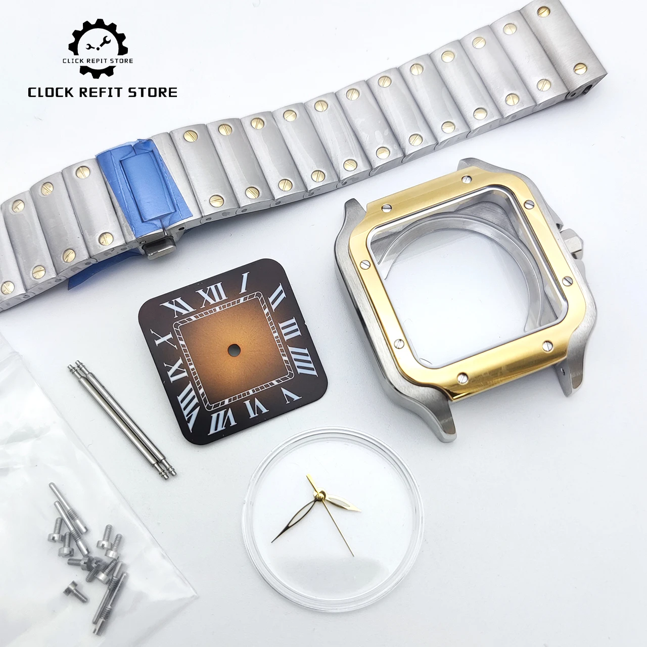 nuovo-arrivo-kit-cassa-orologio-quadrata-38mm-nh35-in-oro-cinturino-in-acciaio-inossidabile-316l-vetro-zaffiro-fondello-trasparente-lancette-luminose-dorate