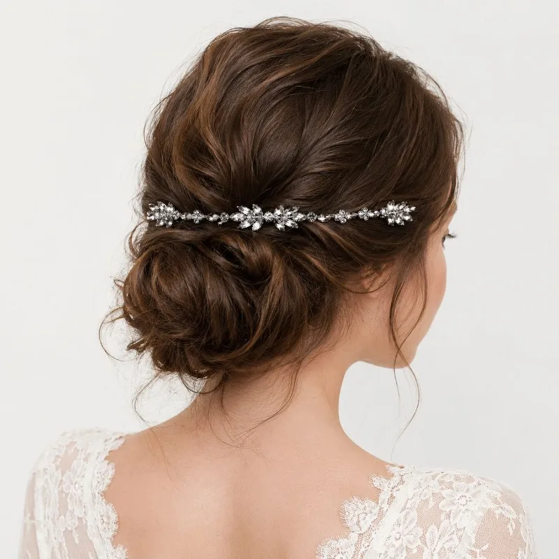 1Pc Hair Accessories Beautiful Hair Comb Pin Clip Bridal Prom Silver Wedding Flower Pearls Crystal