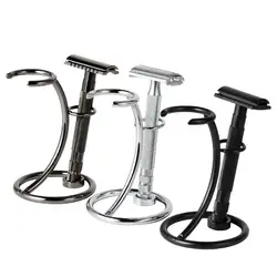 Men Razor Holder Stainless Steel Shaving Brush Stand Safety Razor It Razor Holder Stand Razor Rack & Brush not including