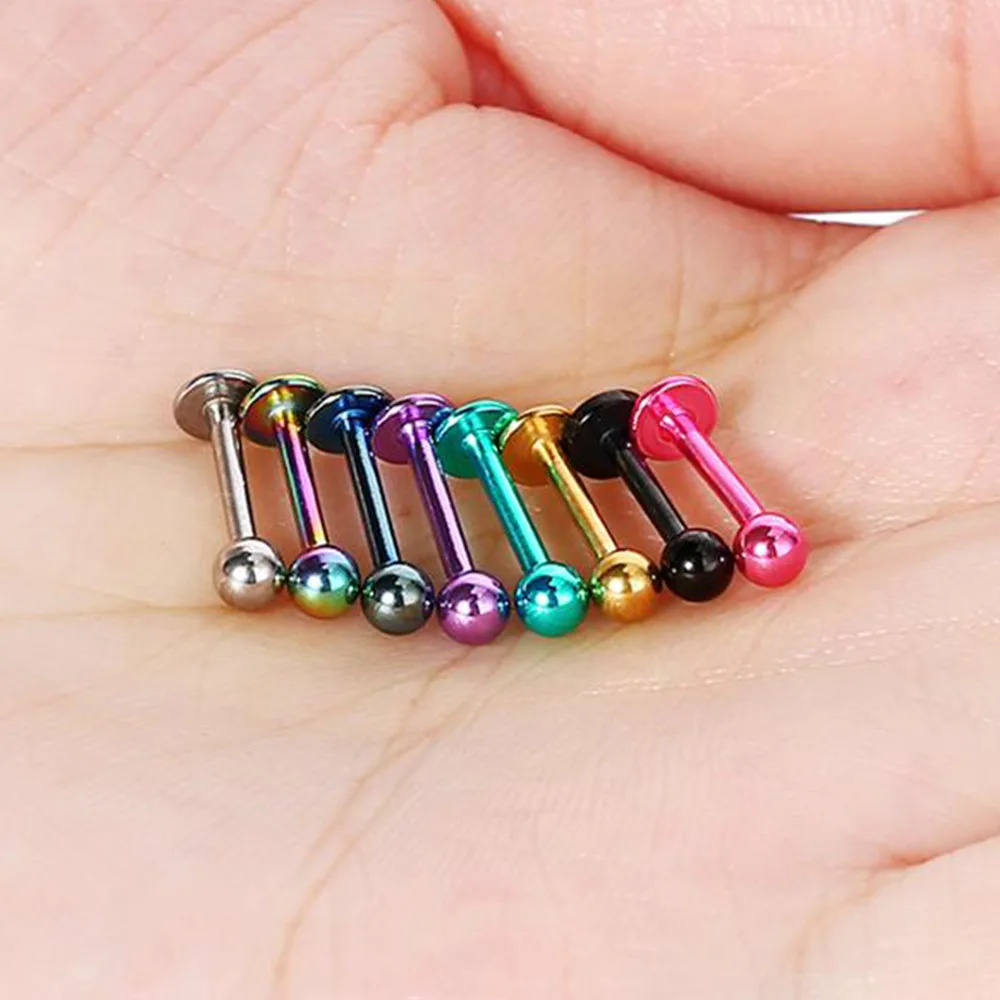 10Pcs/Lot Stainless Steel Labret Piercing Lip Rings Cartilage Tragus Pircing Chin Piercing Bars Body Jewelry