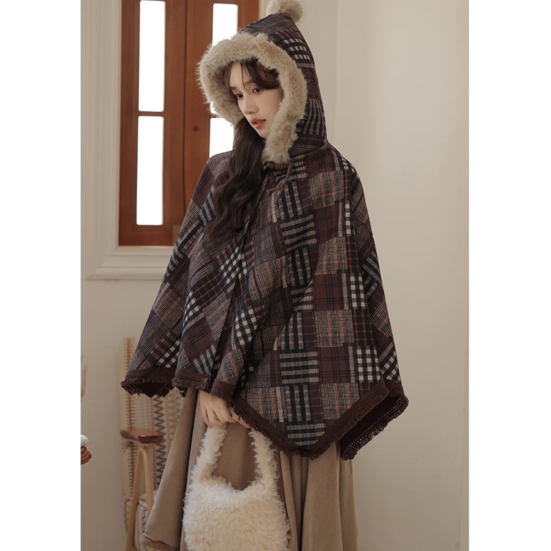 

Ele Brown Tassel Svel awl Northern China Prairie Holiday Women's Coat Thiened Polyester Fibre Commute Sle