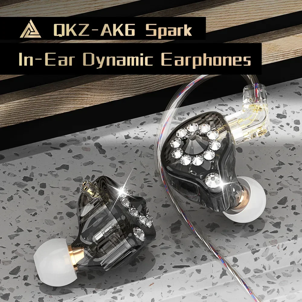 

QKZ AK6 Spark In Ear Earphone 2.5M Cable For Mobile Live Streaming Monitor HiFi Universal Running Headset C Pin Detachable Cable