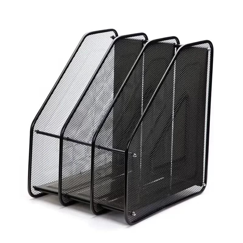 Organisateur de bureau moderne en métal multi-niveaux à mailles verticales pour fournitures de bureau et documents étudiants
