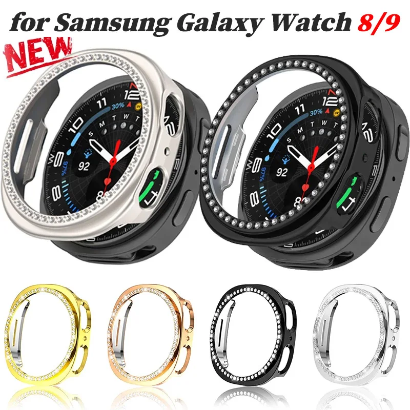 Glitzernde Hülle für Samsung Galaxy Watch 8 9 Diamant-Bumper mit Hohlraum-PC-Schutzabdeckung für Samsung Galaxy Watch 8 9 40mm 44mm