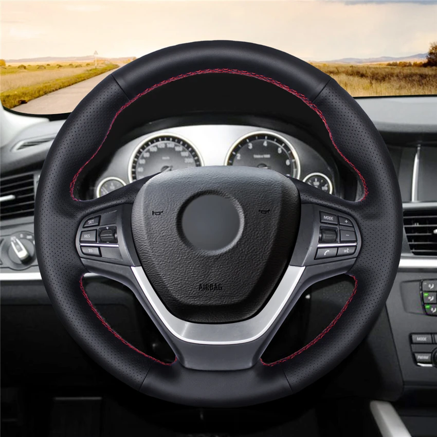 

Нескользящий замшевый кожаный чехол на руль автомобиля с ручной вышивкой для BMW F25 X3 2011-2015 F26 X4 2014-2016, аксессуары для интерьера