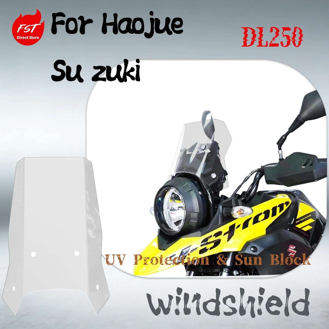 Straight Style Front Wind Deflector for Haojue Suzuki DL250, High Clear, Durable & Stable Motorcycle Kit