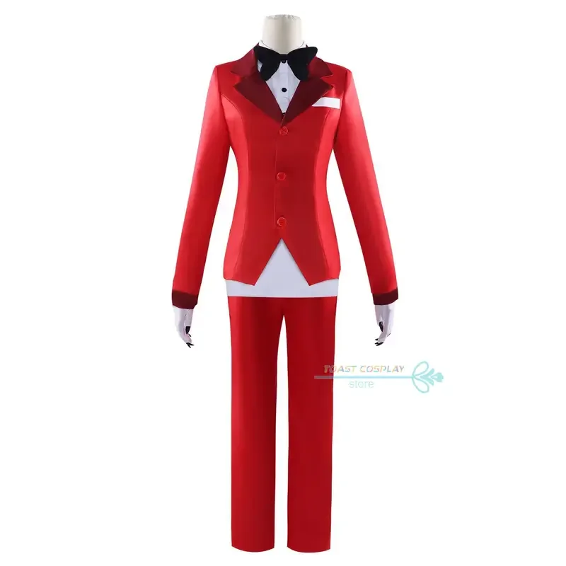 Anime Hazbin Cosplay Hotel Charlie Cosplay Costume Red Uniform Bow Tie Vox Role Play Costume Hat Halloween Carnival Party Outfit