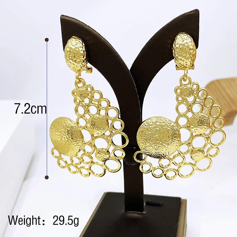 Earrings For Women Gold Color Big Drop Earrings 18K Gold Plated Fashion Jewelry Wedding Accessories Trending Free Shipping