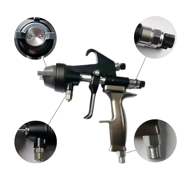 Original brand newdouble head dual nozzle spray gun for nano chrome spray A B paint silver nano chrome machine kit spray gun