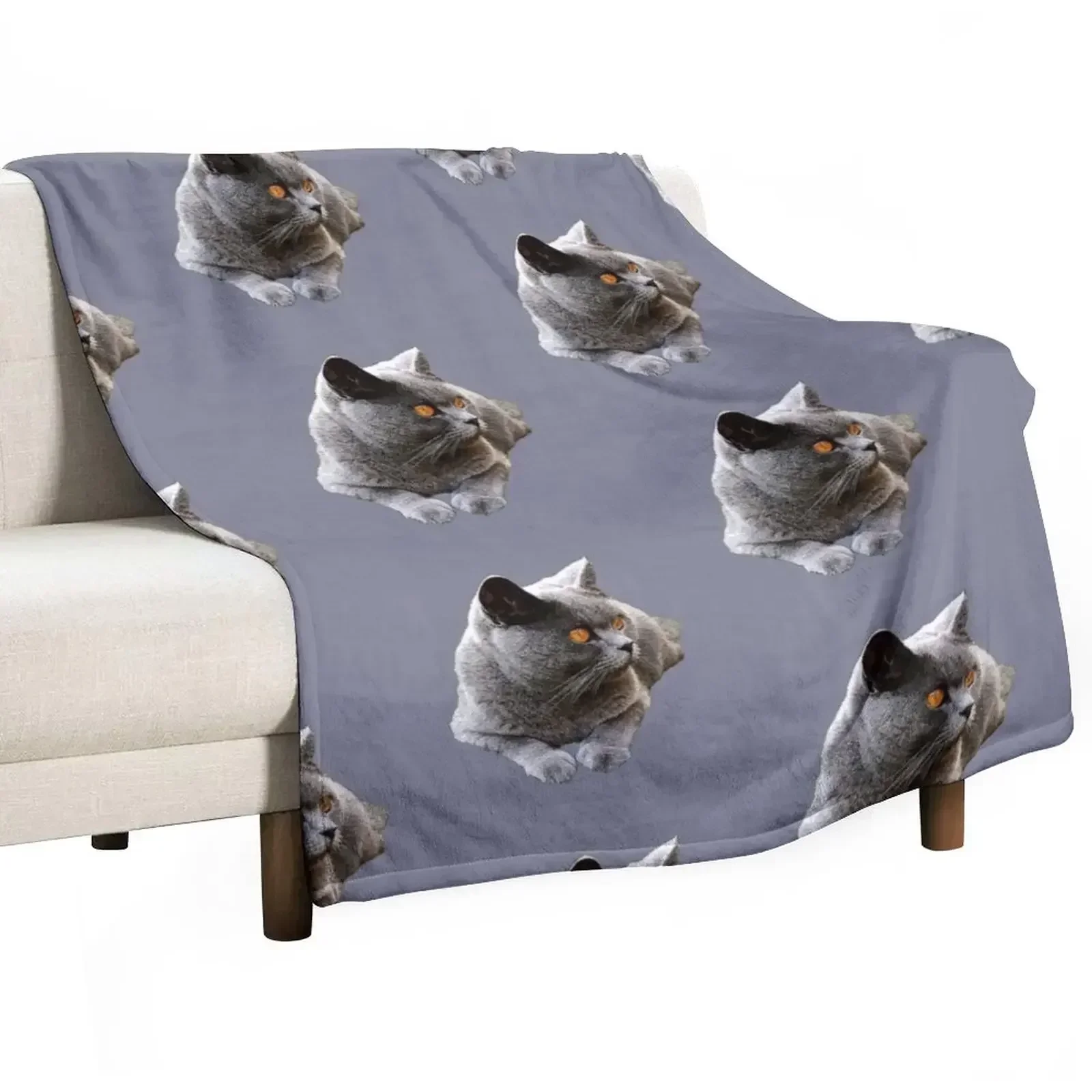 

British Shorthair Blue Cat Throw Blanket Winter beds funny gift Blankets