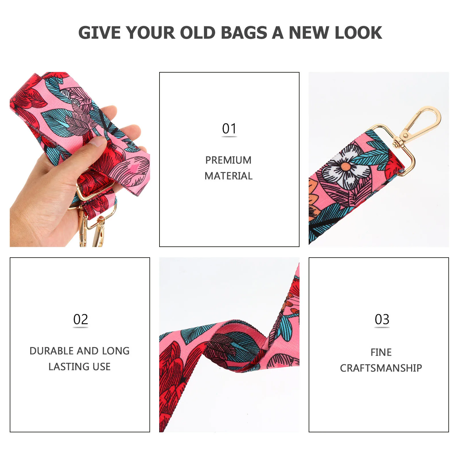 Correa de hombro ancha DIY, repuesto ajustable de estilo étnico para bolso cruzado, accesorio portátil multiusos, 1 Uds.